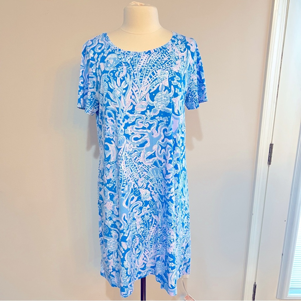 Lilly Pulitzer Cody Dress Boca Blue “Sea What I Sea” Size XL EUC – Hard to Find